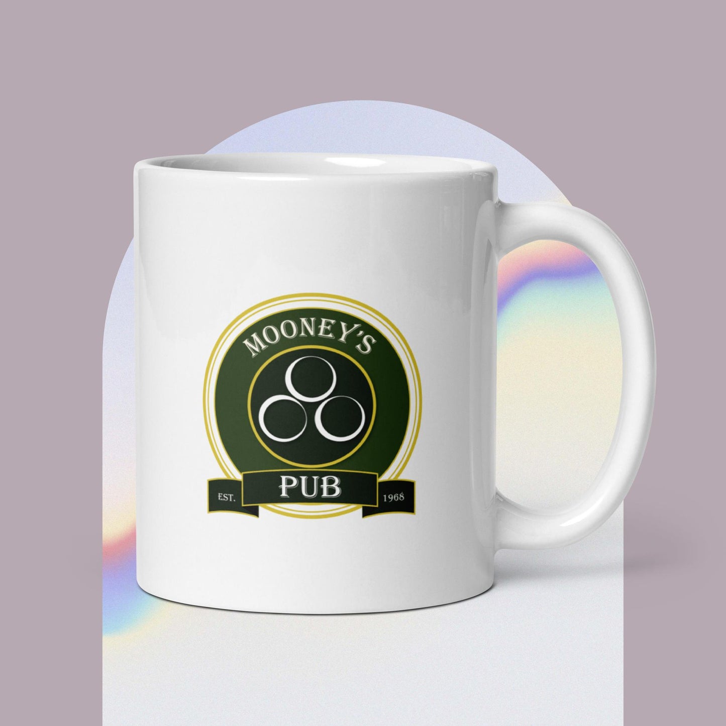 Mooney's Pub White glossy mug